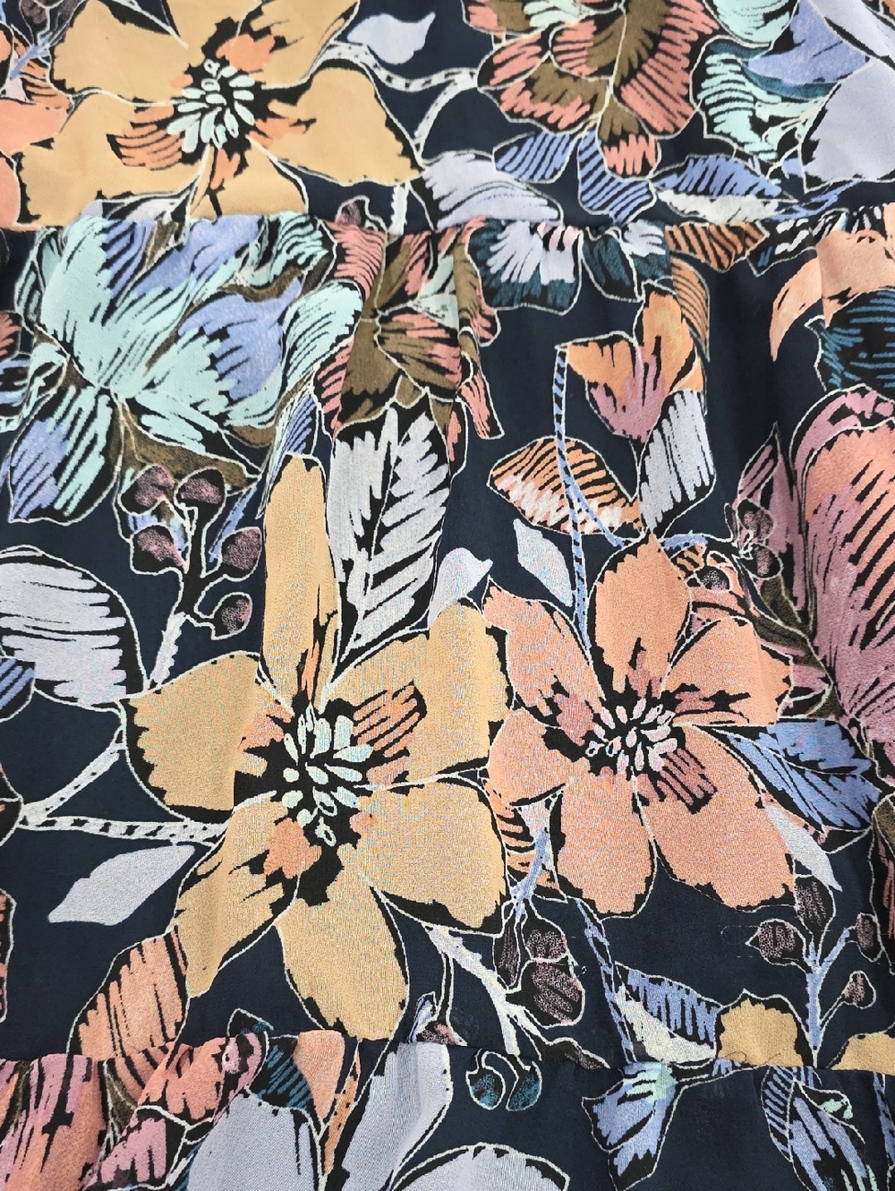 Mark brand. Floral Maxi Skirt in Navy, Pink, Lilac, and Tan - Picture 5 of 6